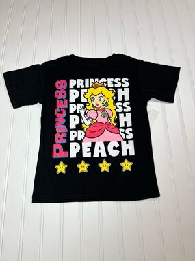 Princess Peach Super Mario Girls Size XS 4/5 Graphic Tee New